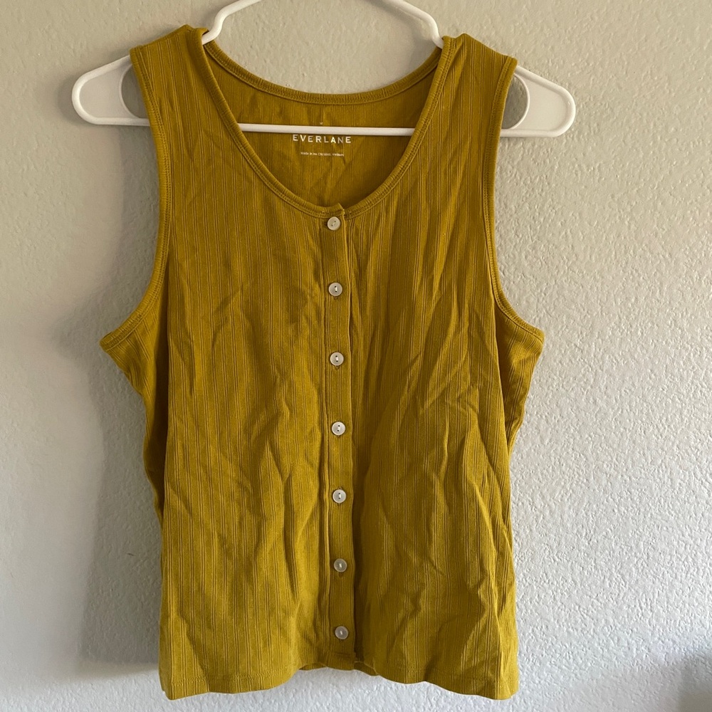 Everlane Yellow Button-Down Tank Top